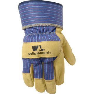 Wells Lamont Pigskin Leather Palm Gloves — Brown/Black  Utility Gloves