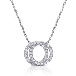 Dolce Giavonna Sterling Silver Cubic Zirconia Linked Circles Necklace
