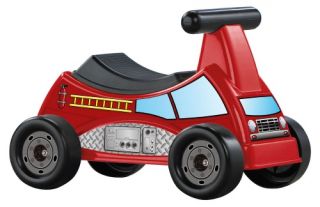 American Plastic Toys Ride On Fire Truck Riding Push Toy   Pedal & Push Riding Toys