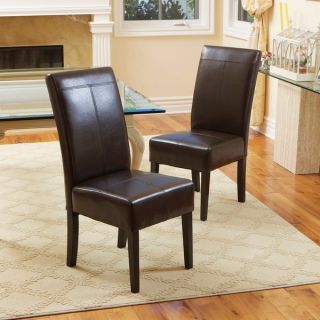 Christopher Knight Home T stitch Chocolate Brown Leather Dining Chairs