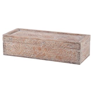 Dimond Home Whitewashed Carved Albesia Wood Box   Decorative Boxes & Baskets