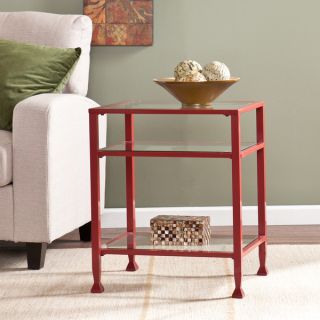 Upton Home Red Metal and Glass Side/ End Table