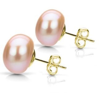 Miadora 14k Yellow Gold White Cultured Freshwater Pearl Stud Earrings