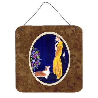 Lady with Her Corgi Aluminum Hanging Painting Print Plaque by Caroline