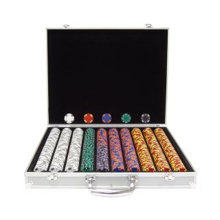 Trademark Poker 14g Tri Color Ace King Suited Set with Aluminum Case   1000 Chips   Poker Accessories