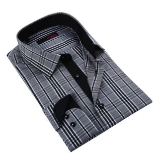 Ungaro Mens Black and Grey Cotton Dress Shirt   17092749  
