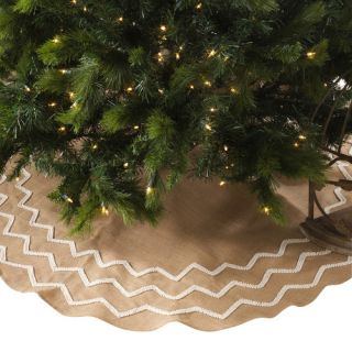 Saro Beaded Burlap Christmas Tree Skirt