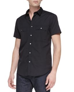Theory Milhouse Exclusive Short Sleeve Shirt, Black