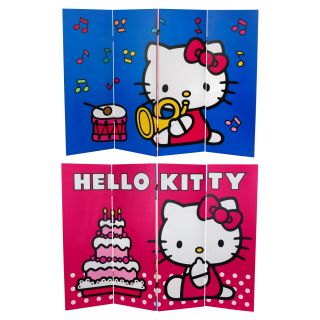 Double Sided Hello Kitty Birthday Cake Canvas Room Divider   4 ft. Tall   Room Dividers