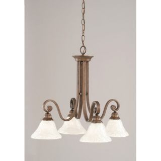 Curl 4 Light Chandelier with Glass Shade