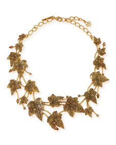 Oscar de la Renta Ivy Leaf Crystal Necklace