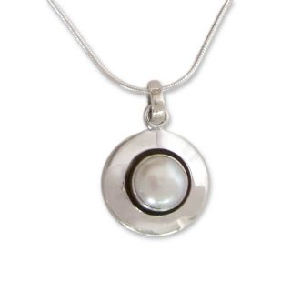 Sterling Silver Jaipur Magic Moon Pearl Necklace (8 mm) (India
