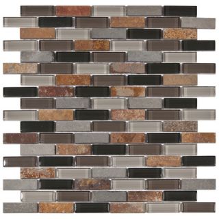 Sierra 0.5 x 1.875 Glass and Natural Stone Mosaic Tile in Stonehenge