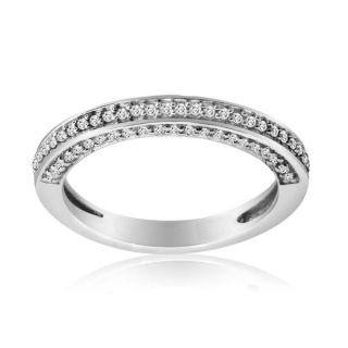 Miadora 10k White Gold 1/5ct TDW Diamond Eternity Wedding Band Ring