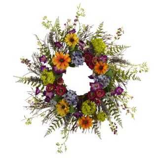 Nearly Natural Spring Garden Wreath with Twig Base