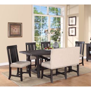 Modus Yosemite 6 Piece Rectangular Dining Table Set with Wood Chairs and Settee   Kitchen & Dining Table Sets