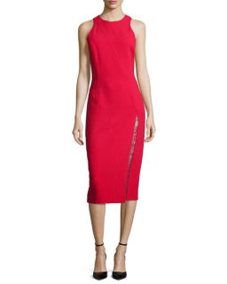 Tamara Mellon Sheath Dress with Lace Inset, Scarlet