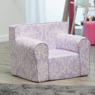 Here and There Kids Chair   Purple Damask   Kids Upholstered Chairs