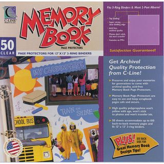 Memory Book Top Load Page Protectors 12X12 3 Ring & Postbound Use