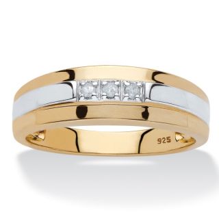 PalmBeach 18k Yellow Gold over Sterling Silver Mens Diamond Accent