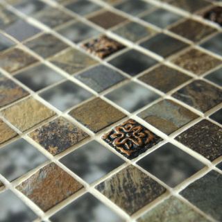EliteTile Abbey 0.875 x 0.875 Glass, Stone and Metal Mosaic Tile in