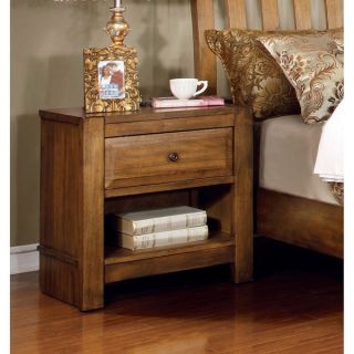 Furniture of America Dimare Country Style Rustic Oak Nightstand