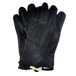 Samtee Ladies Black Leather Glove with Elastic on Wrist   15846141