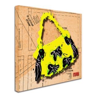 Trademark Fine Art Bow Purse Black on Yellow by Roderick Stevens