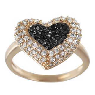 Journee Collection Rose Goldplated Silver Black/ White Cubic Zirconia