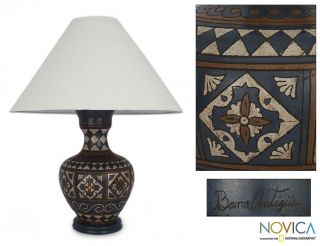 Handcrafted Ceramic Mediterranean Table Lamp (Mexico)  