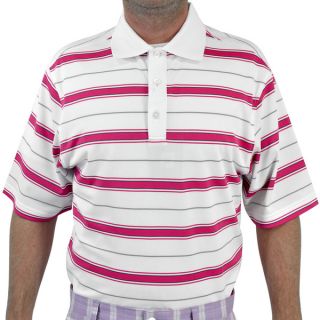 FootJoy Golf Mens Tahoe White/ Hot Pink Stretch Pique Stripe Polo