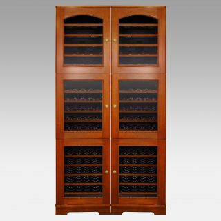 Vinotemp Bordeaux Double Cabinet 3 Zone Wood Wine Cooler   120 Bottle