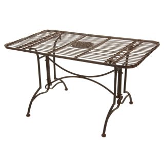 Oriental Furniture Rustic Wrought Iron Rectangular Patio Dining Table   Patio Dining Sets