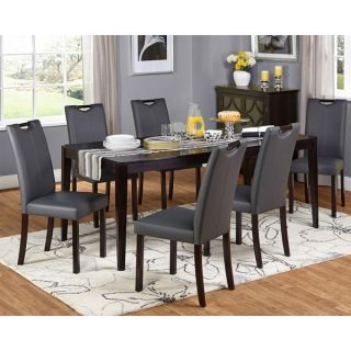 Simple Living Tilo Grey Faux Leather and Wengewood 7 piece Dining Set