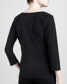 Adrienne Vittadini Three Quarter Cowl Top, Black