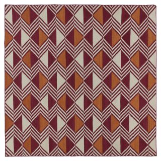 Flatweave TriBeCa Diamonds Paprika Wool Area Rug (8 Square)