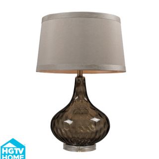 HGTV Home 24 H Coffee Smoked Table Lamp with Empire Shade