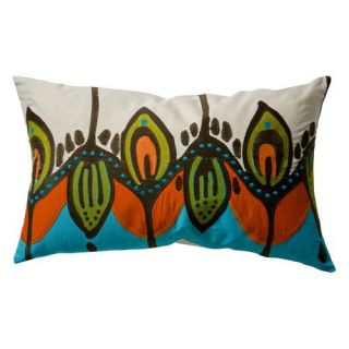 Koko Company 27 in. Coptic Oblong Pillow   Blue/Orange   Decorative Pillows