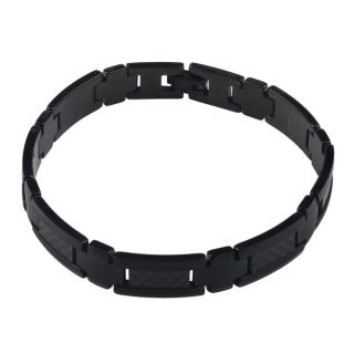Vance Co. Tungsten Mens Carbon Fiber Inlay Link Bracelet