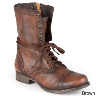 Steve Madden Womens Troopa Lace Up Round Toe Combat Boots
