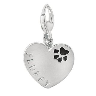 Sterling Silver Fluffy Paw Print Charm