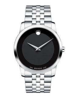 Movado 40mm Museum Classic Watch, Silver/Black