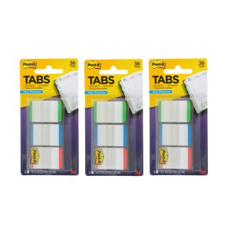 3M Post it Durable Filing Tab Assorted Colors 36 Tabs (1 x 1.5 inches)