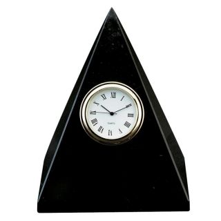 Jet Black Marble Pyramid Desktop Clock   Desktop Clocks