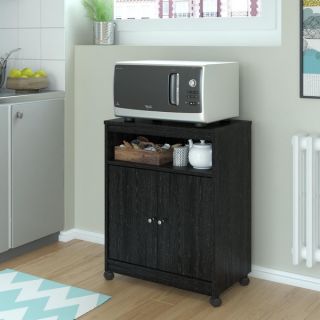 Altra Black Ebony Ash Microwave Cart