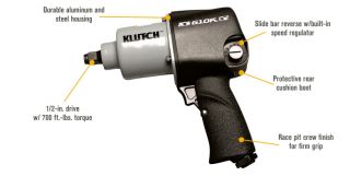 Klutch G10K Air Impact Gun — 1/2in. Drive, 700 Ft.-Lbs. Torque