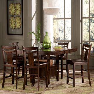 Homelegance Broome 7 Piece Counter Height Expandable Storage Dining Table Set   Dark Brown   Kitchen & Dining Table Sets