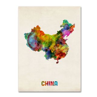 Michael Tompsett China Watercolor Map Canvas Art
