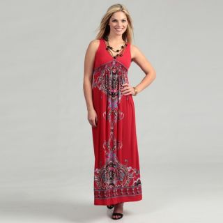 Sandra Darren Womens Red Multi Maxi Dress   Shopping   Top