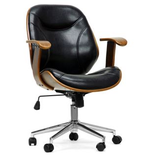 Baxton Studio Rathburn Modern Office Chair   Walnut / Black   Desk Chairs